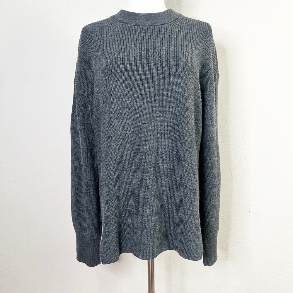 Lululemon Merino Wool Blend Ribbed Crewneck Sweater Grey LW3GKAS Womens Size 8